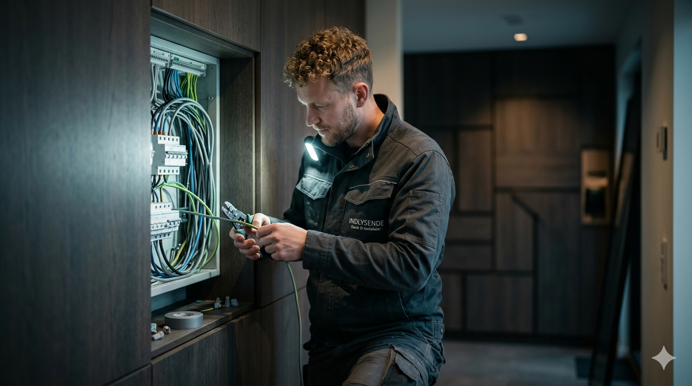 Elektriker installerer smart home losning med Shelly